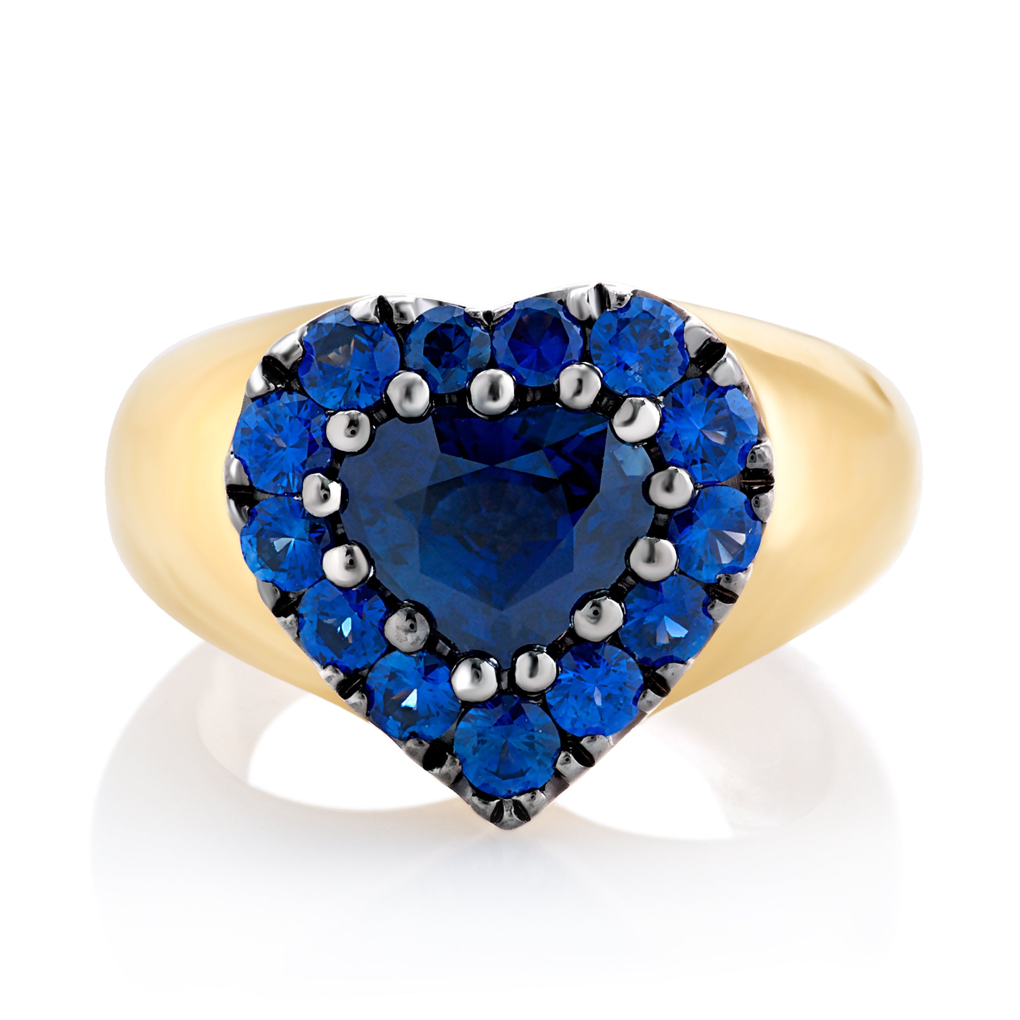 Heart Shape Blue Sapphire Halo Ring (0.79cttw) AAA Quality